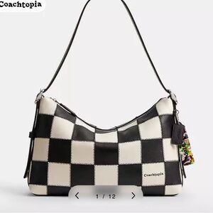 Coachtopia Alter Ego Black and White Checkerboard Shoulder Bag